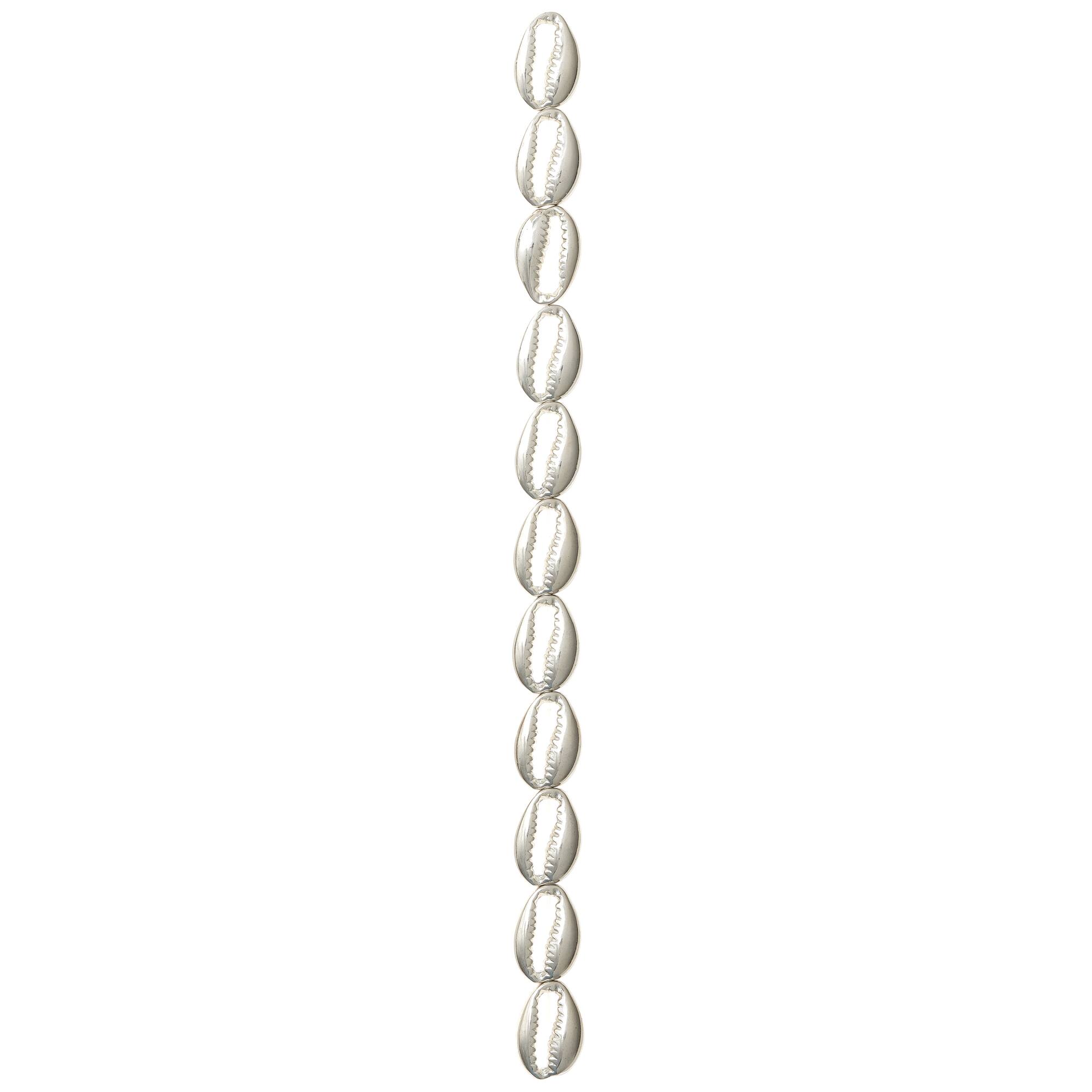 Rhodium Zinc Alloy Cowry Shell Beads, 17mm by Bead Landing®